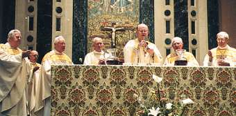 photo of Bishop George O. Wirz and other bishops at Wirz's Golden Jubilee Mass