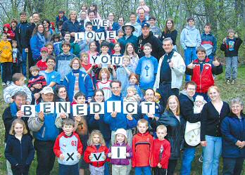 photo of group celebrating in Madison in honor of new pope
