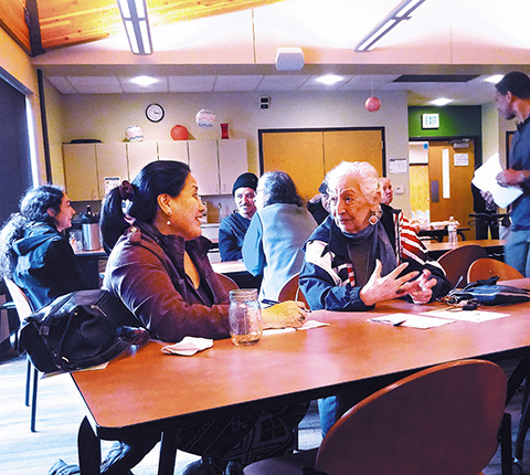 Sonia Ramirez, right, and Maria Sandoval, left, discuss the film at the CMC. (Contributed photo)