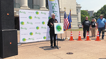 Bishop Hying prays at the March for Life Wisconsin in Madison.