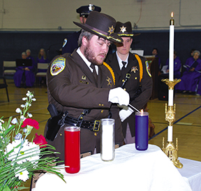 Memorial candles lit.